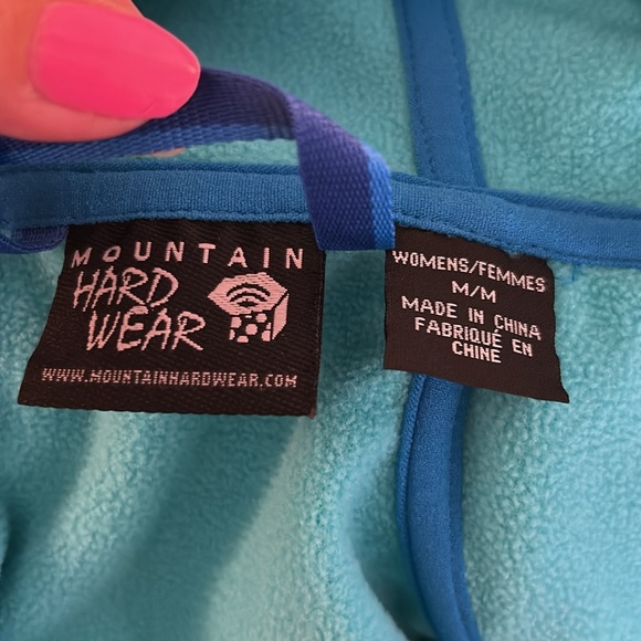 Mountain Hardwear Women's Turquoise Long Sleeve Fleece Hoodie Jacket Size M - Picture 9 of 10
